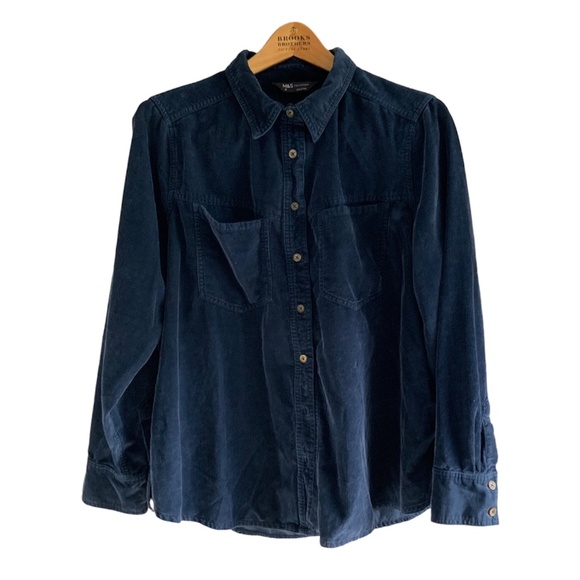 M&S Collection Pure Cotton Corduroy Shirt Blue Size 16 US - Picture 1 of 9